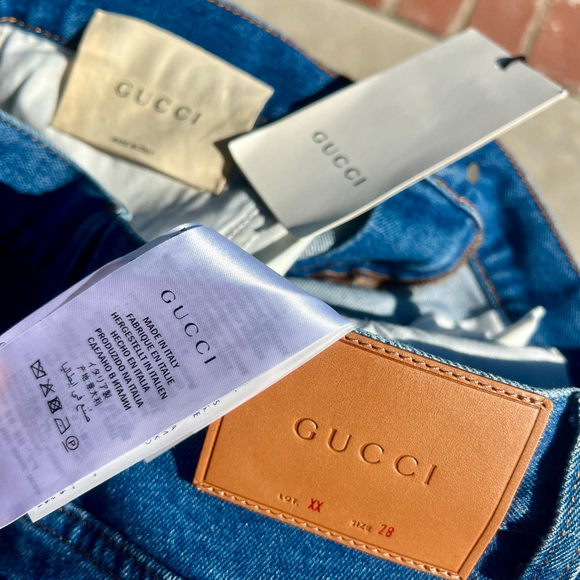 Gucci Embroidered Flared Jeans High Rise Floral Blue Denim Pants Size 28 NWT - Picture 8 of 11